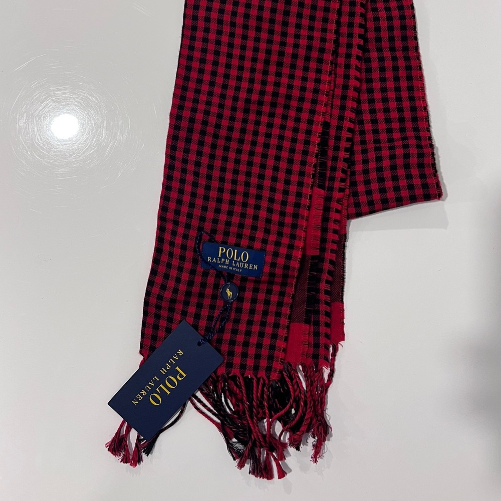 NWT Polo Ralph Lauren Reversible Buffalo
Plaid Gingham Check Scarf Made in Italy